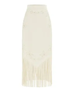 Alemais Barbara Fringe Skirt in White Size AU 10 for rent on The Volte - image 5