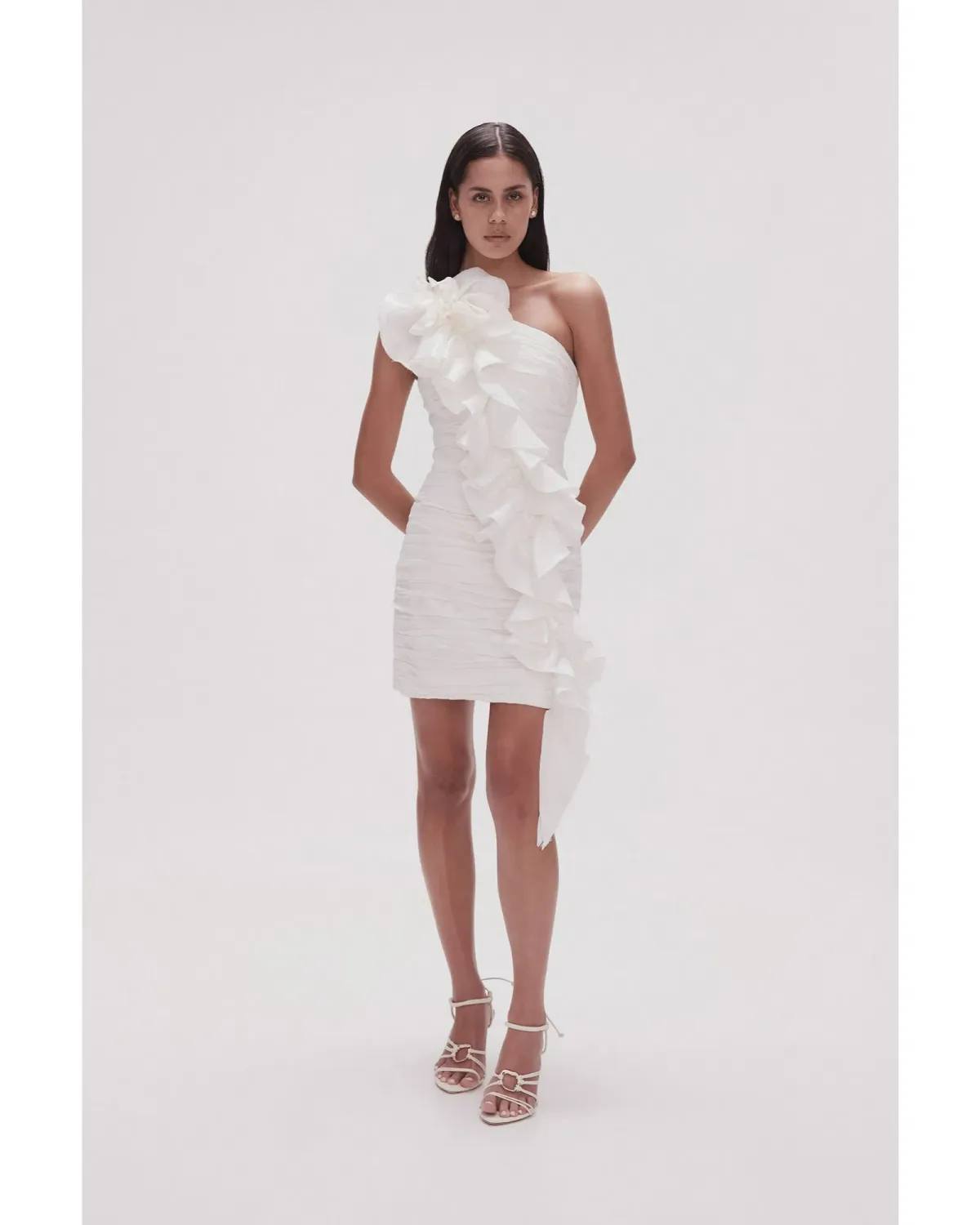 Aje Adelia Ruffle Mini Dress Ivory Size AU 12 - Image 1