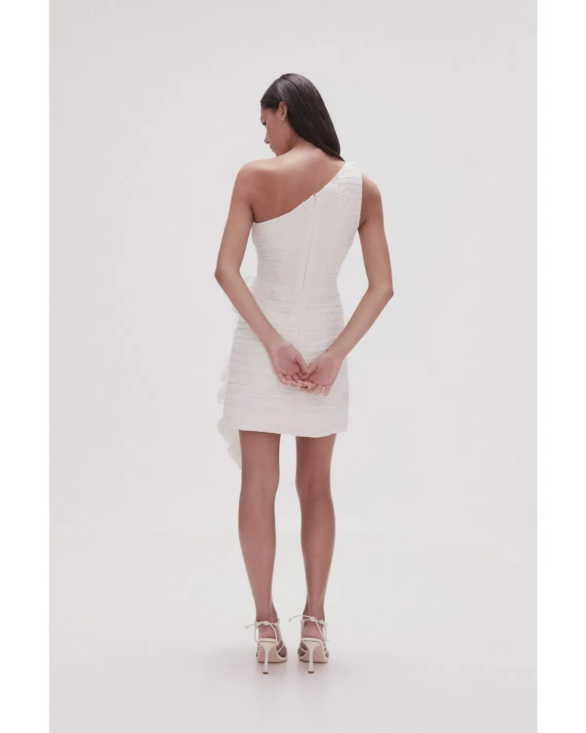 Aje Adelia Ruffle Mini Dress Ivory Size AU 12 - Image 4