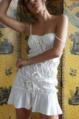 Mirror Palais Tunnel Ruffle Mini Skirt & Cami Top Set in Cloud Size S/ Au 8 for rent on The Volte - image 5