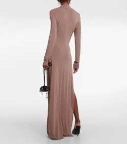 Magda Butrym Floral Applique Jersey Maxi Dress Nude Size 38/ AU 8 for rent on The Volte - image 2