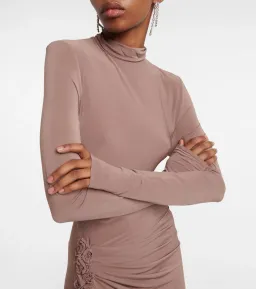 Magda Butrym Floral Applique Jersey Maxi Dress Nude Size 38/ AU 8 for rent on The Volte - image 3