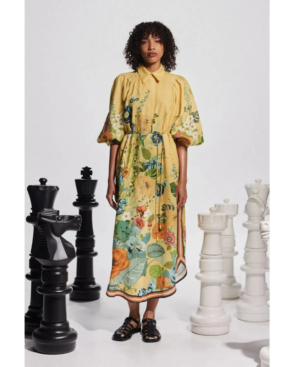 Alemais Cresida Shirtdress Yellow Floral Size AU 14 for rent on The Volte - main image