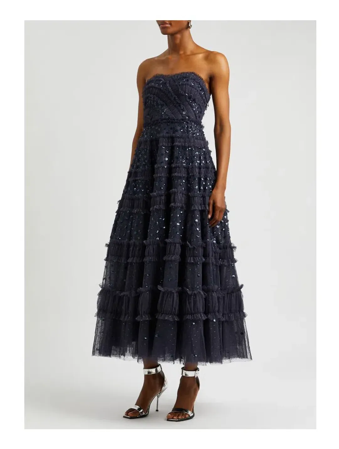 Needle and Thread Strapless Dot Shimmer Gown Black 12 for rent on The Volte - main image