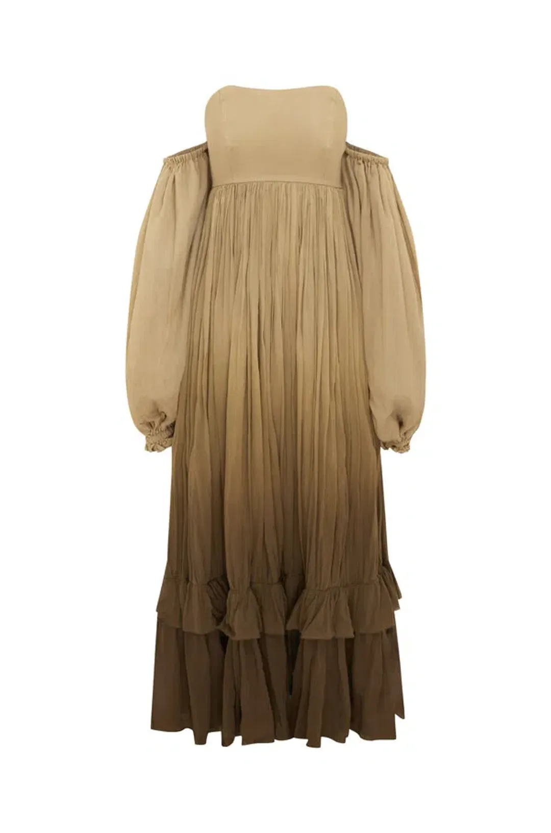 Rooh Collective Poppy Ombre Maxi Dress Brown Multi Size L / AU 12 for rent on The Volte - main image