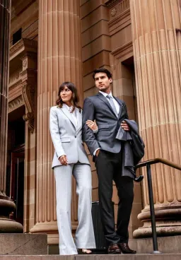 Farage Dylan Woolblend Suit in Gray Pinstripe Size 6 for rent on The Volte - image 3