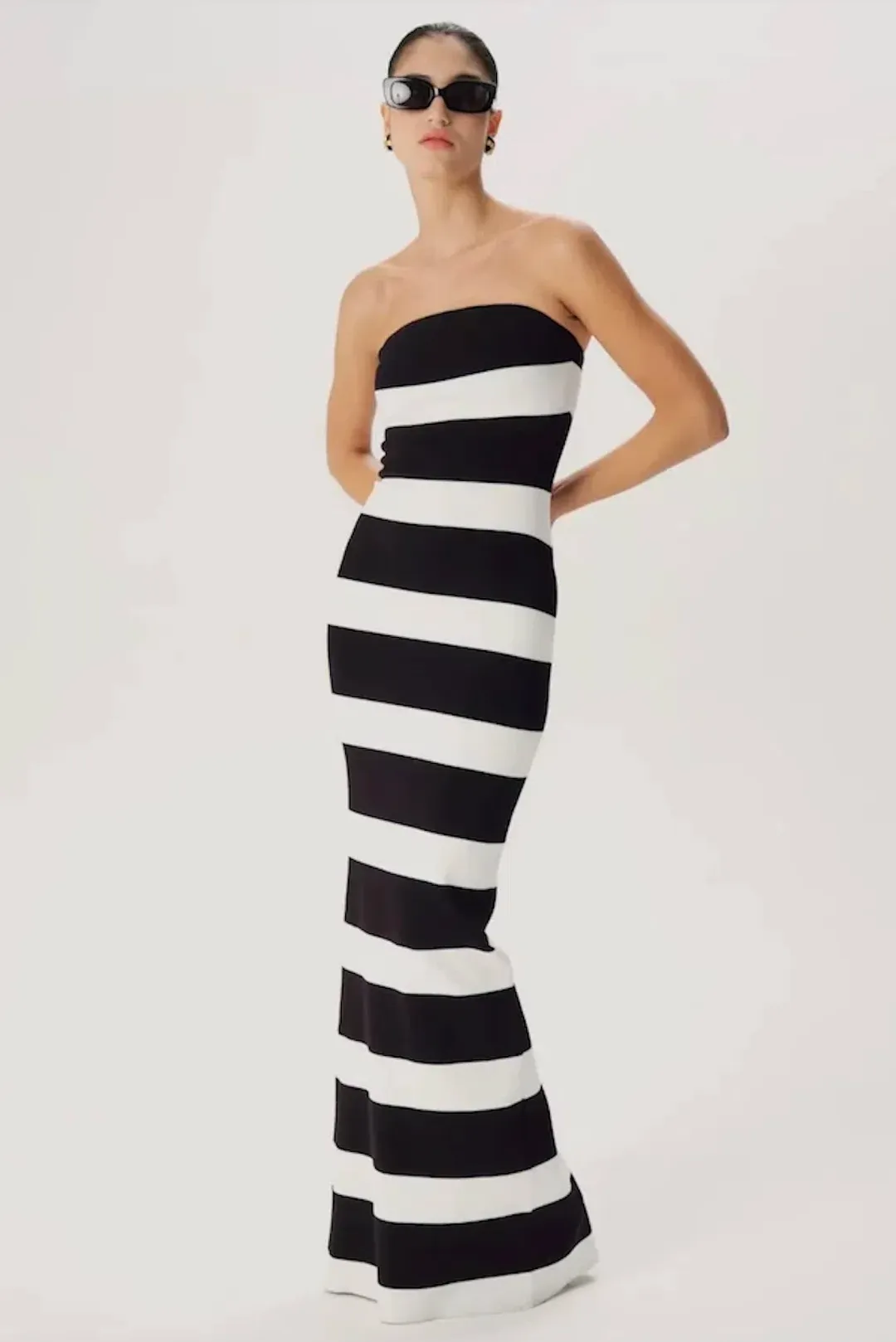 Ronny Kobo Lehua Knit Dress Black and White Stripe for rent on The Volte - main image