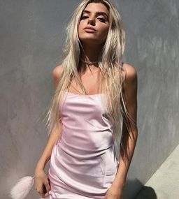 Dyspnea Gold Digger mini slip dress - baby spice pink for rent on The Volte - image 1