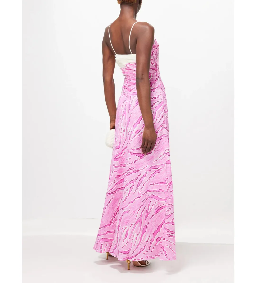 Aje Clarice Draped Linen-blend Maxi Dress Pink Size 6 for rent on The Volte - main image