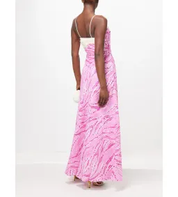 Aje Clarice Draped Linen-blend Maxi Dress Pink Size 6 for rent on The Volte - image 2