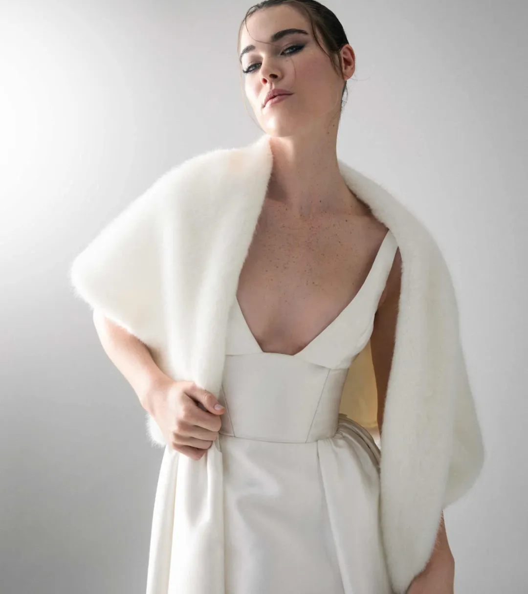 Unreal Fur Yasmine Wrap Ivory OS for rent on The Volte - main image