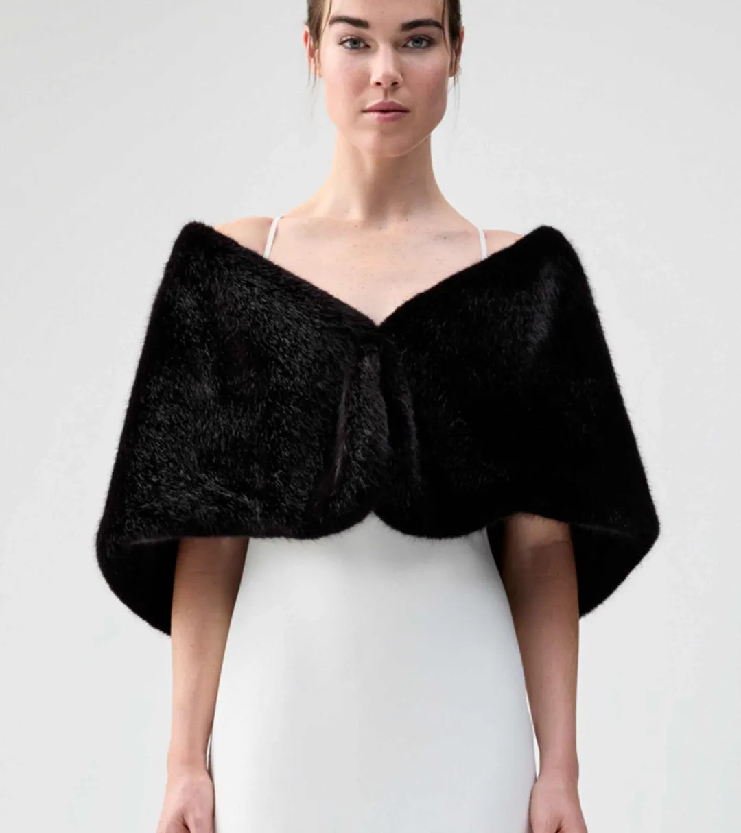 Unreal Fur Yasmine Wrap Black OS for rent on The Volte - main image