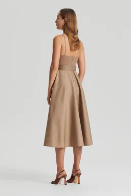 Scanlan Theodore Crepe Knit Camisole Midi Dress Camel Size 8 for rent on The Volte - image 3