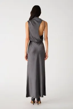 Misha Santana Gloss Satin Maxi Dress in Pewter Size XS / AU 6 for rent on The Volte - image 3