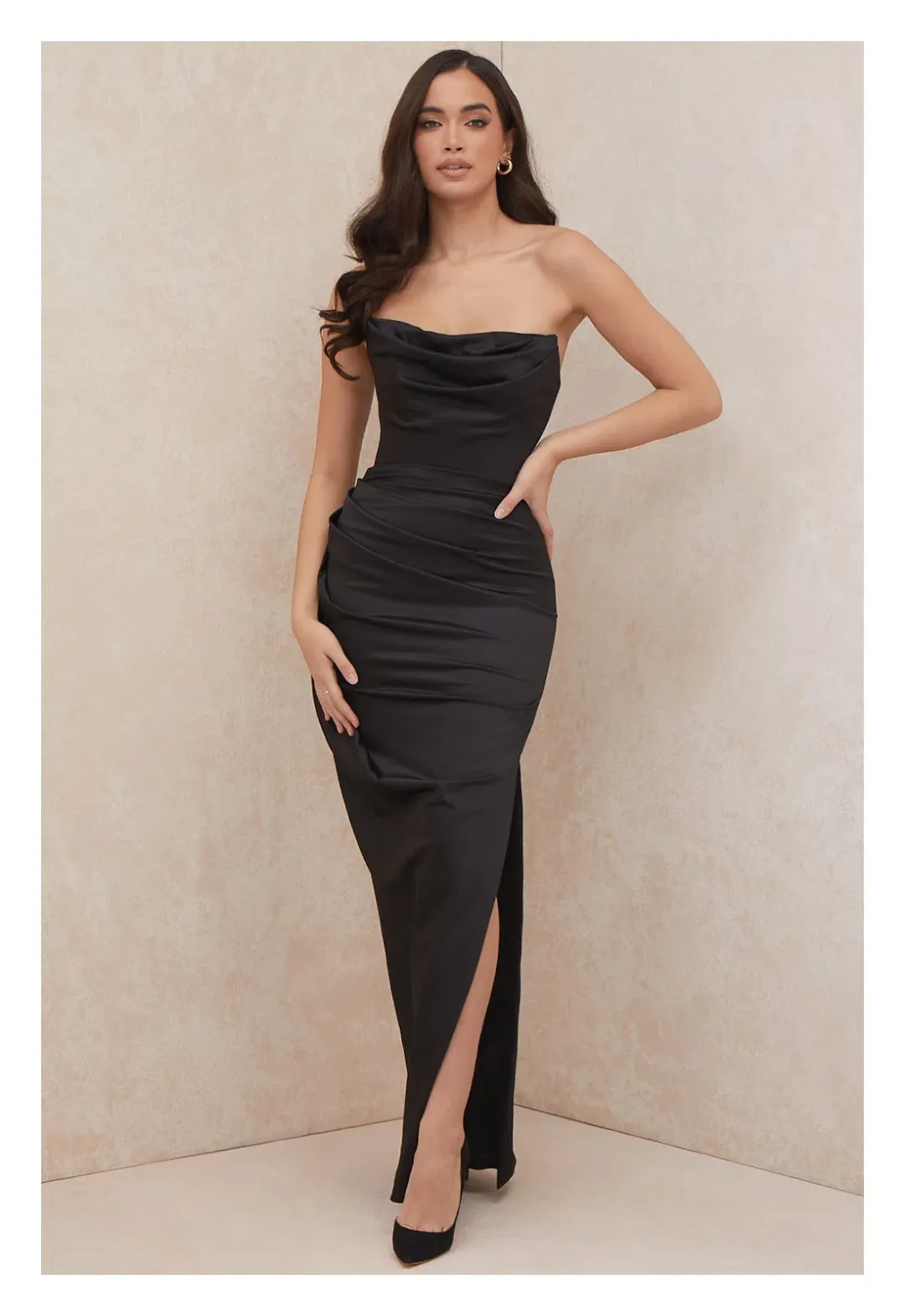 House of CB Adrienne Strapless Maxi Dress Black Size 6 for rent on The Volte - main image