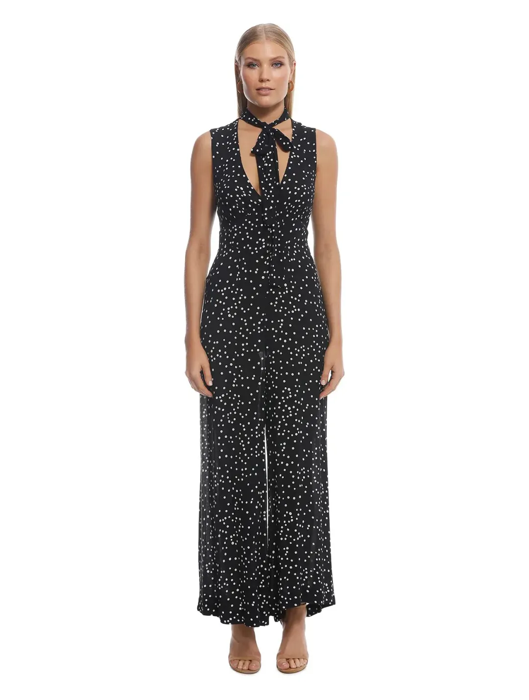 Zimmermann Polkadot Jumpsuit Black Print Size 1/ AU 10 for rent on The Volte - main image