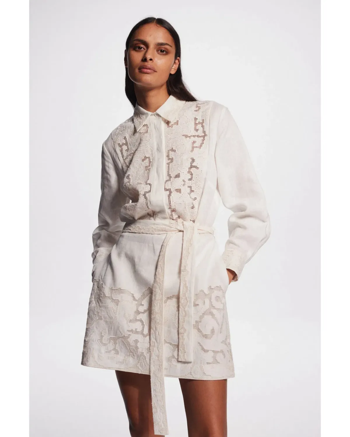 Alemais Pegasus Embroidered Mini Dress White Size AU 8 - Image 4