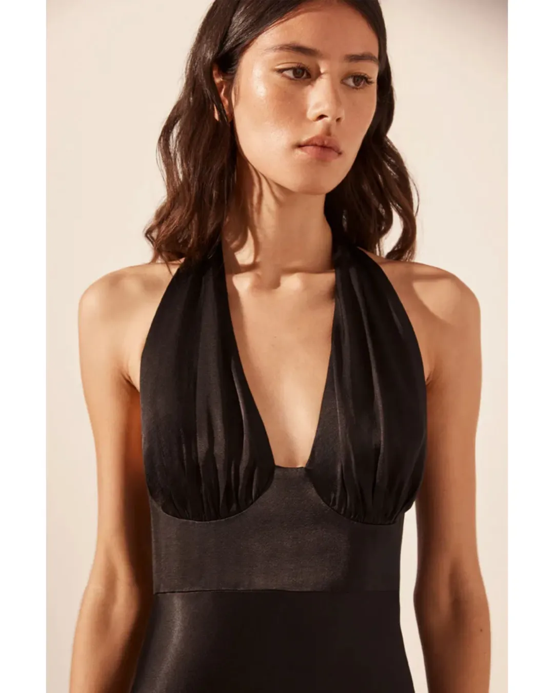 Shona Joy La Lune Halter Midi Dress Black Size AU 8 for rent on The Volte - main image