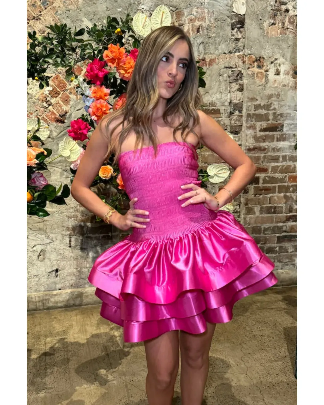 JÁC by L'Idee Cocktail Hour Mini Dress in Party Pink Size AU 10 for rent on The Volte - main image