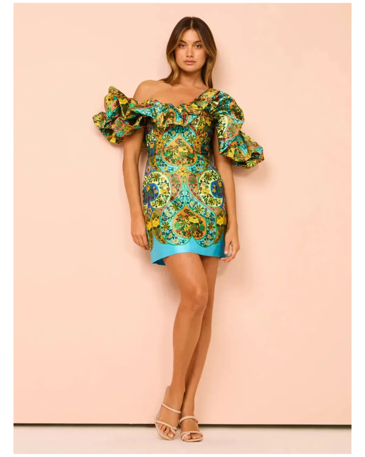 Alemais Sofie Off Shoulder Mini Dress Multi Floral Size AU 10 - Image 1