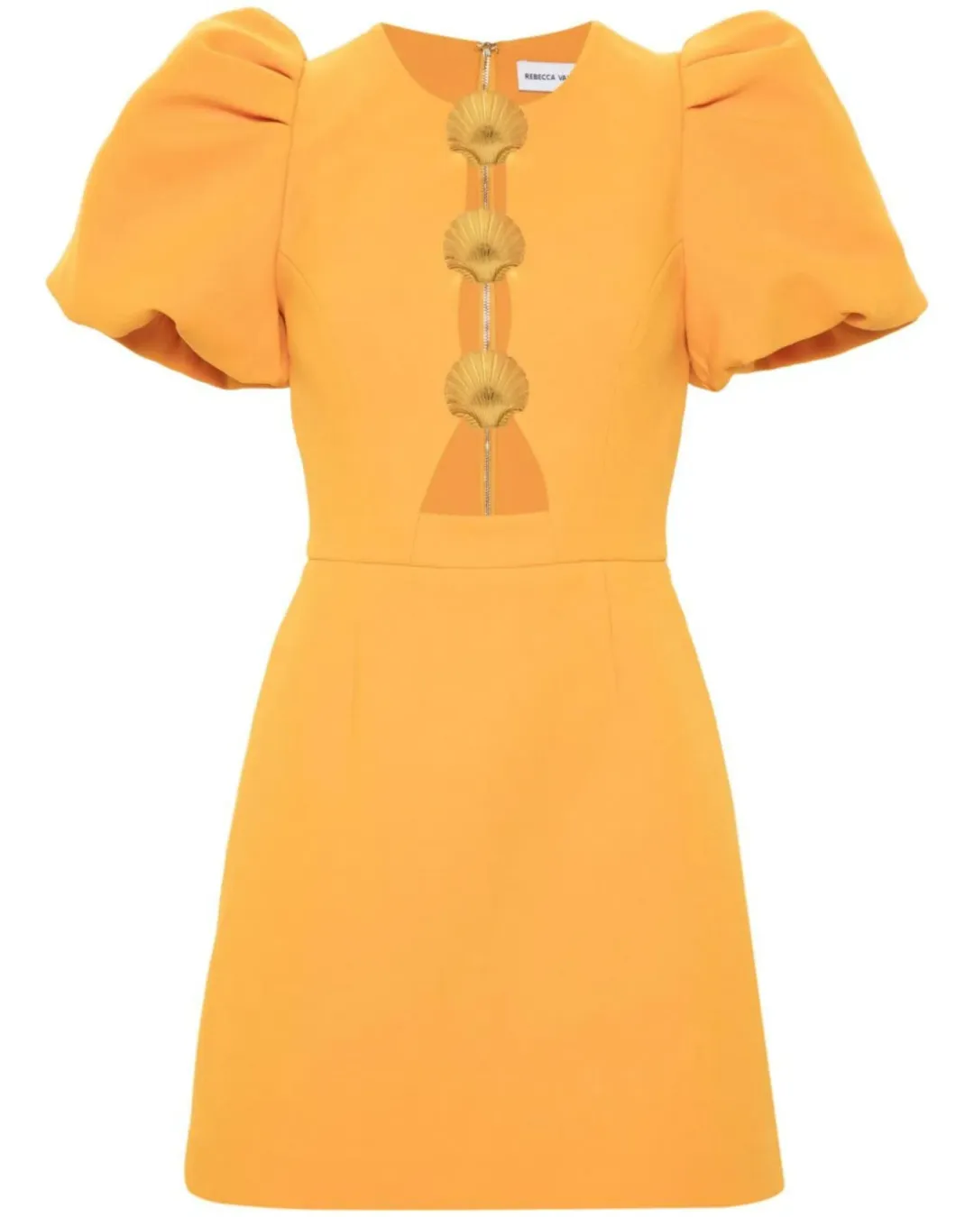 Rebecca Vallance Sirene Puff Sleeve Mini Dress Orange Size AU 10 for rent on The Volte - main image