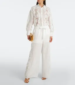 Zimmermann Halliday Lace Flower Shirt Size 0P and Pant Size 0 Set Ivory for rent on The Volte - image 4