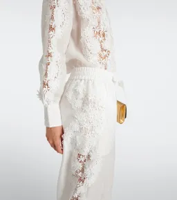 Zimmermann Halliday Lace Flower Shirt Size 0P and Pant Size 0 Set Ivory for rent on The Volte - image 2