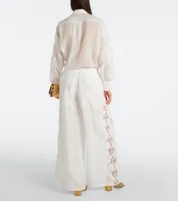 Zimmermann Halliday Lace Flower Shirt Size 0P and Pant Size 0 Set Ivory for rent on The Volte - image 3