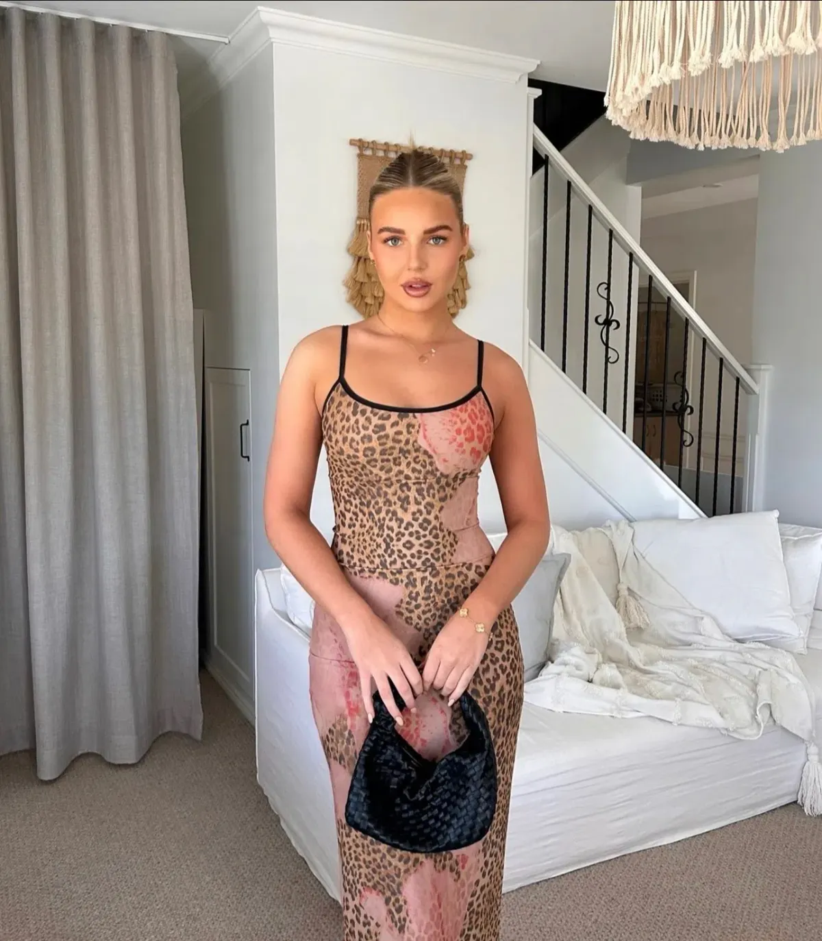 With Harper Lu Slip Dress Mesh Leopard Print Size S/ AU 8 - Image 5