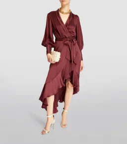Zimmermann Espionage Wrap Dress Burgundy Size 1 /AU 10 for rent on The Volte - image 1