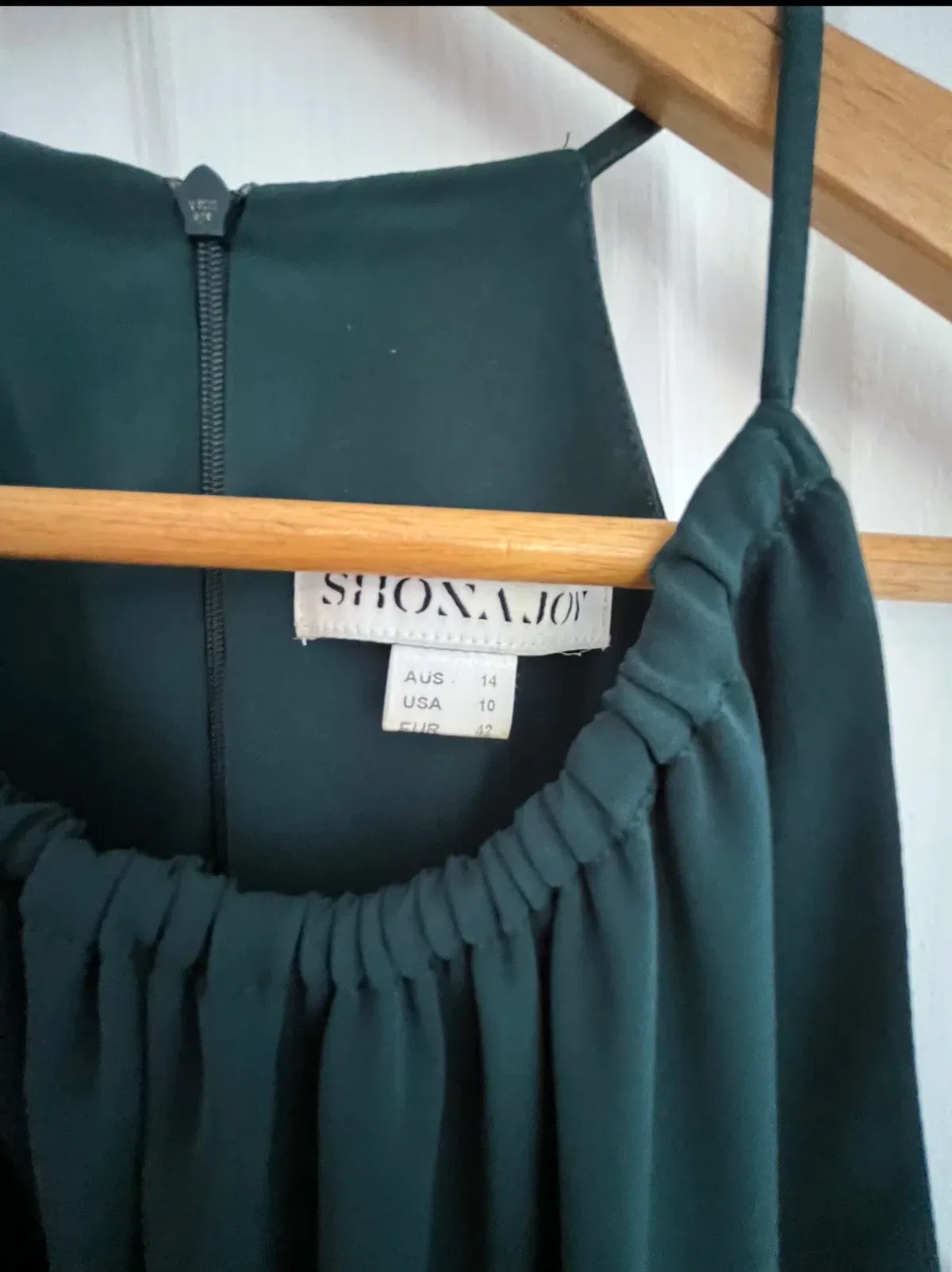Shona Joy Core High Neck Ruched Dress Emerald Size AU 14 - Image 6
