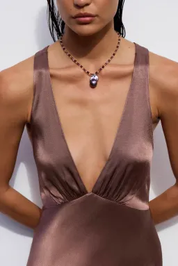 Shona Joy Milo Plunged Cross Back Midi Dress Cacao Size 6 for rent on The Volte - image 5