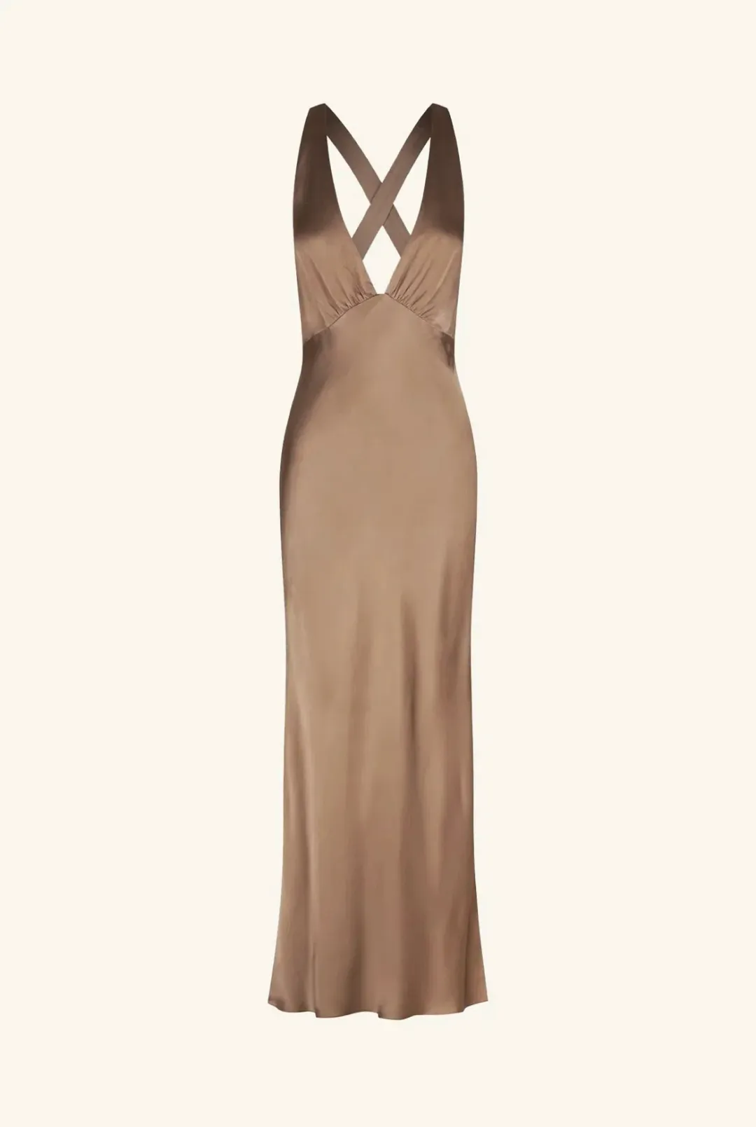 Shona Joy Milo Plunged Cross Back Midi Dress Cacao Size 6 for rent on The Volte - main image