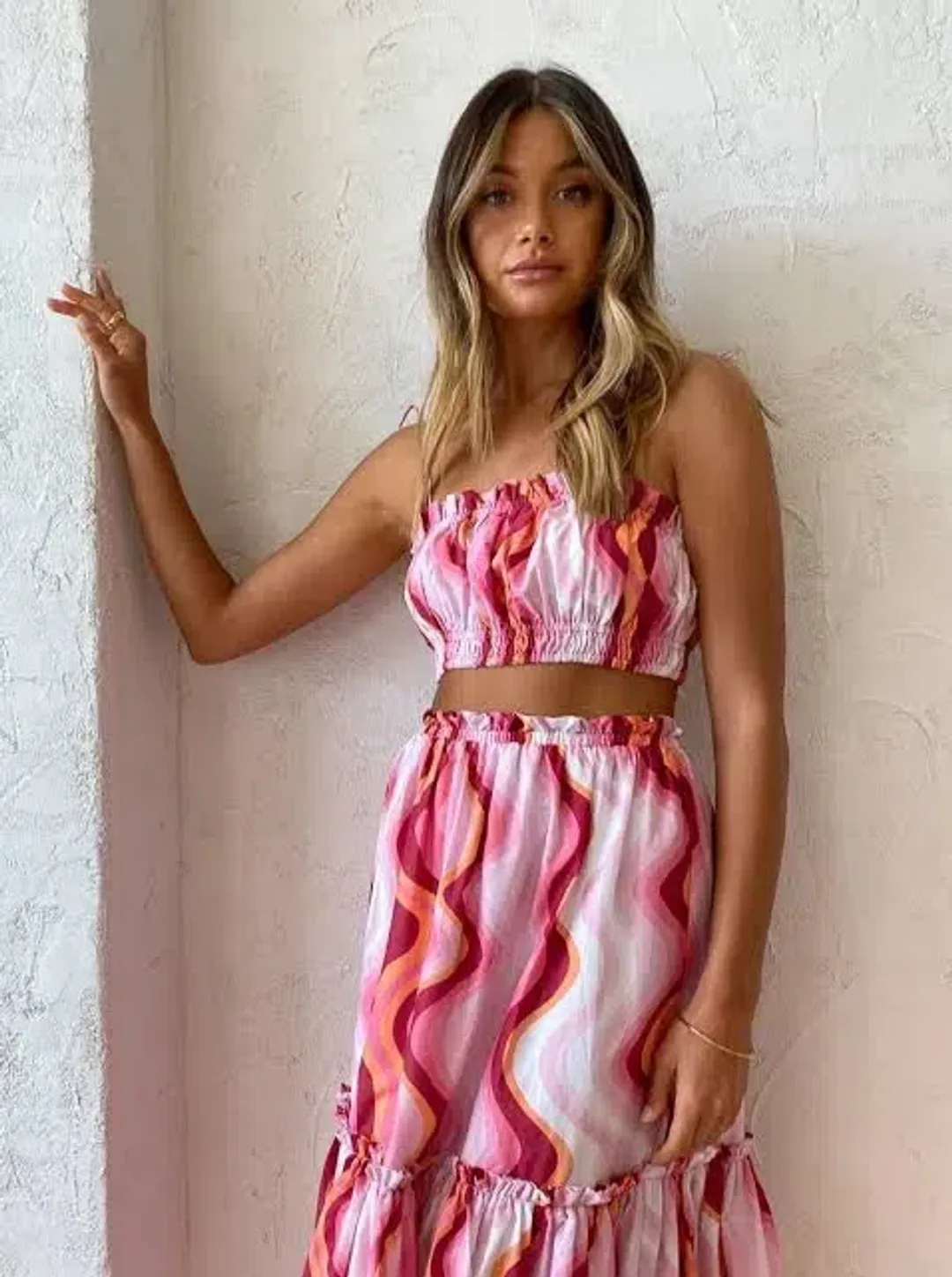 Steele Cameron Bustier & Austin Skirt Set in Groovy Print Size L / AU 12 for rent on The Volte - main image