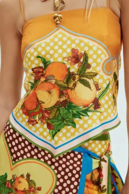 Alemais Lemonis Silk Scarf Top Size AU 8 and Silk Skirt Size AU 12 Set Multi for rent on The Volte - image 4