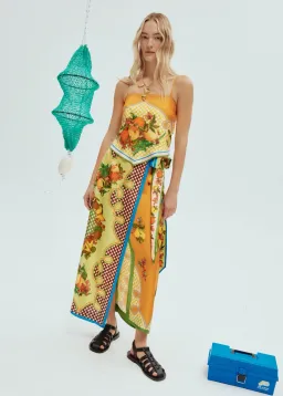 Alemais Lemonis Silk Scarf Top Size AU 8 and Silk Skirt Size AU 12 Set Multi for rent on The Volte - image 1