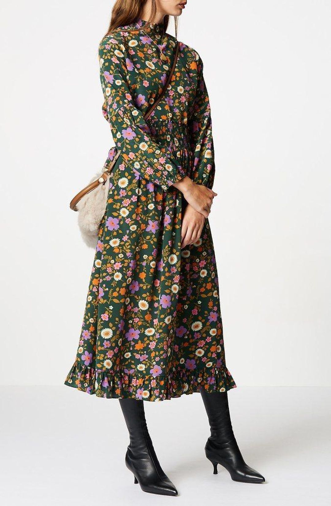 Scanlan Theodore CDC Printed Ruffle Hem Dress Floral Size 8 for rent on The Volte - main image