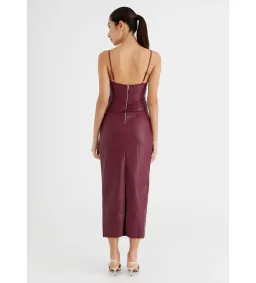 BENNI Theodore Faux Leather Dress Burgundy Size 10 for rent on The Volte - image 2