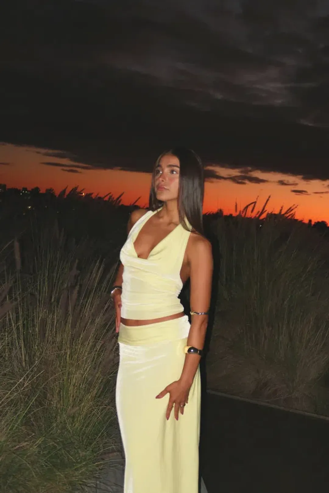 7th & York Lemon Goldie Top and Maxi Skirt Set Yellow Size S/Au 8 for rent on The Volte - main image