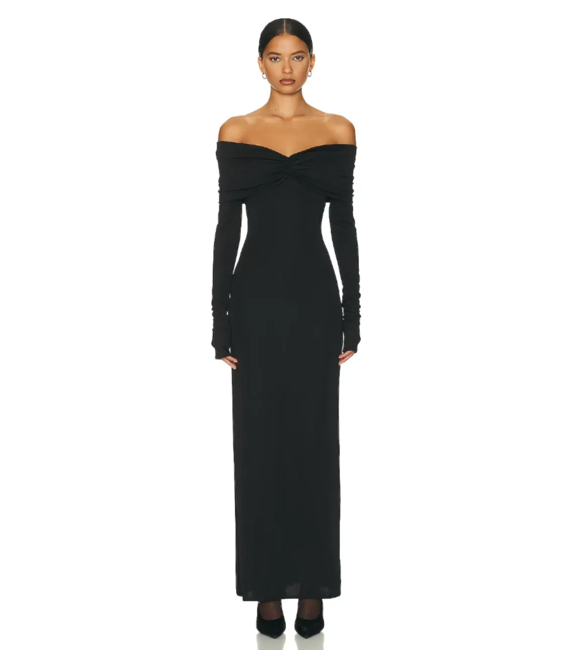 Helsa Matte Jersey Off Shoulder Maxi Dress Black Size 8 - Image 2