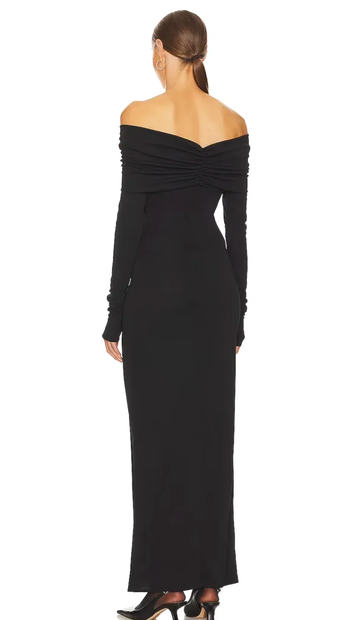 Helsa Matte Jersey Off Shoulder Maxi Dress Black Size 8 - Image 5
