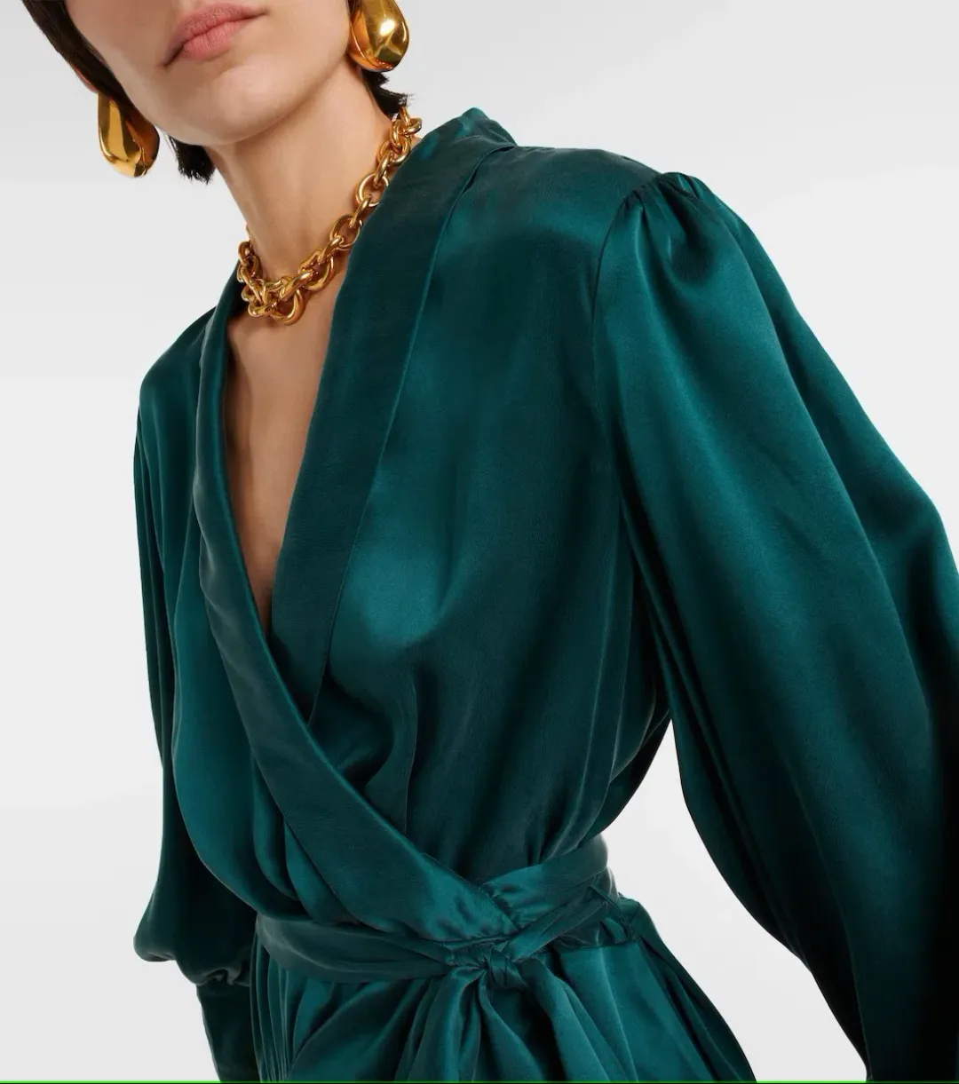 Zimmermann Silk Wrap Mini Dress in Emerald Size 0 / AU 8 for rent on The Volte - main image