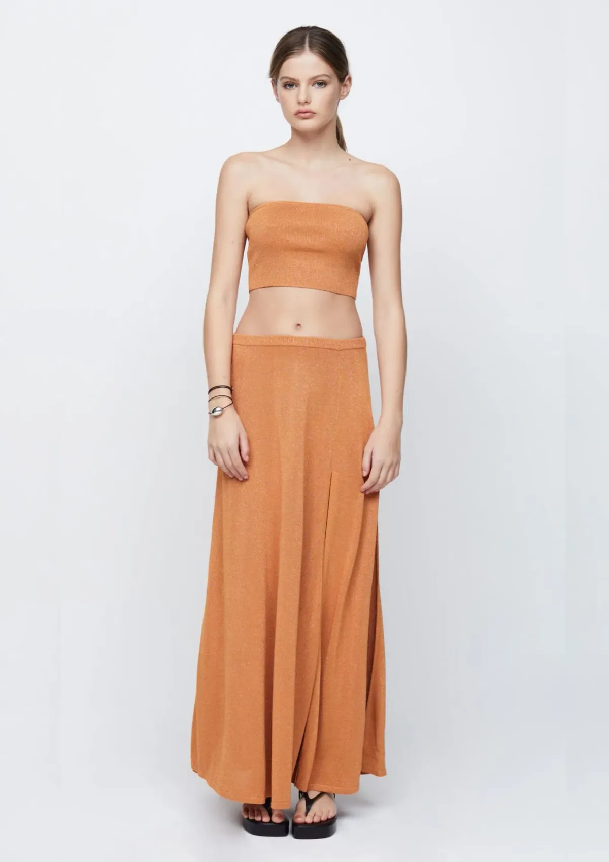Bec & Bridge Indya Knit Bandeau and Maxi Skirt Set Rust Size 8 - Image 1