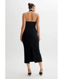 MESHKI Amelita Suiting Halter Midi Dress Black Size L / AU 12 for rent on The Volte - image 3