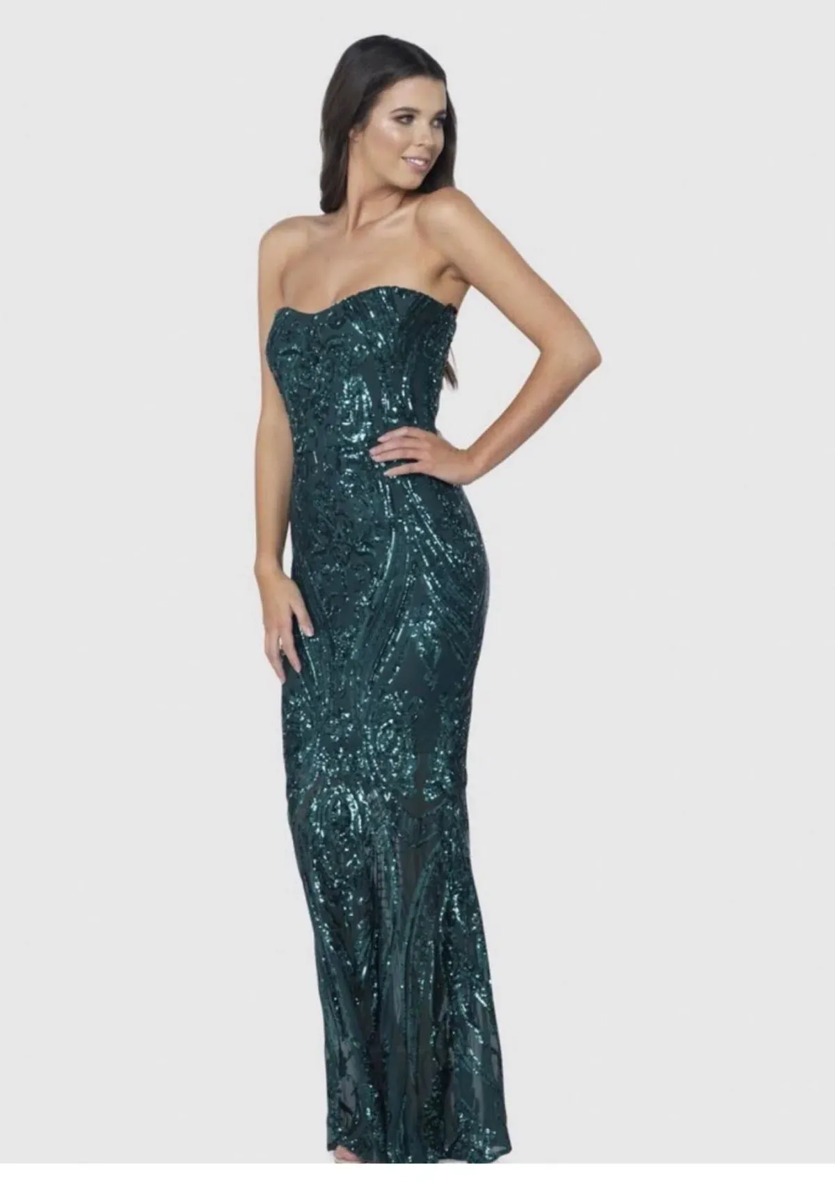 Pilgrim Melanie Sequin Dress Green Size 8 - Image 1