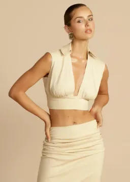 Arcina Ori Carmen Top And Skirt Set Beige Size S / AU 8 for rent on The Volte - image 2