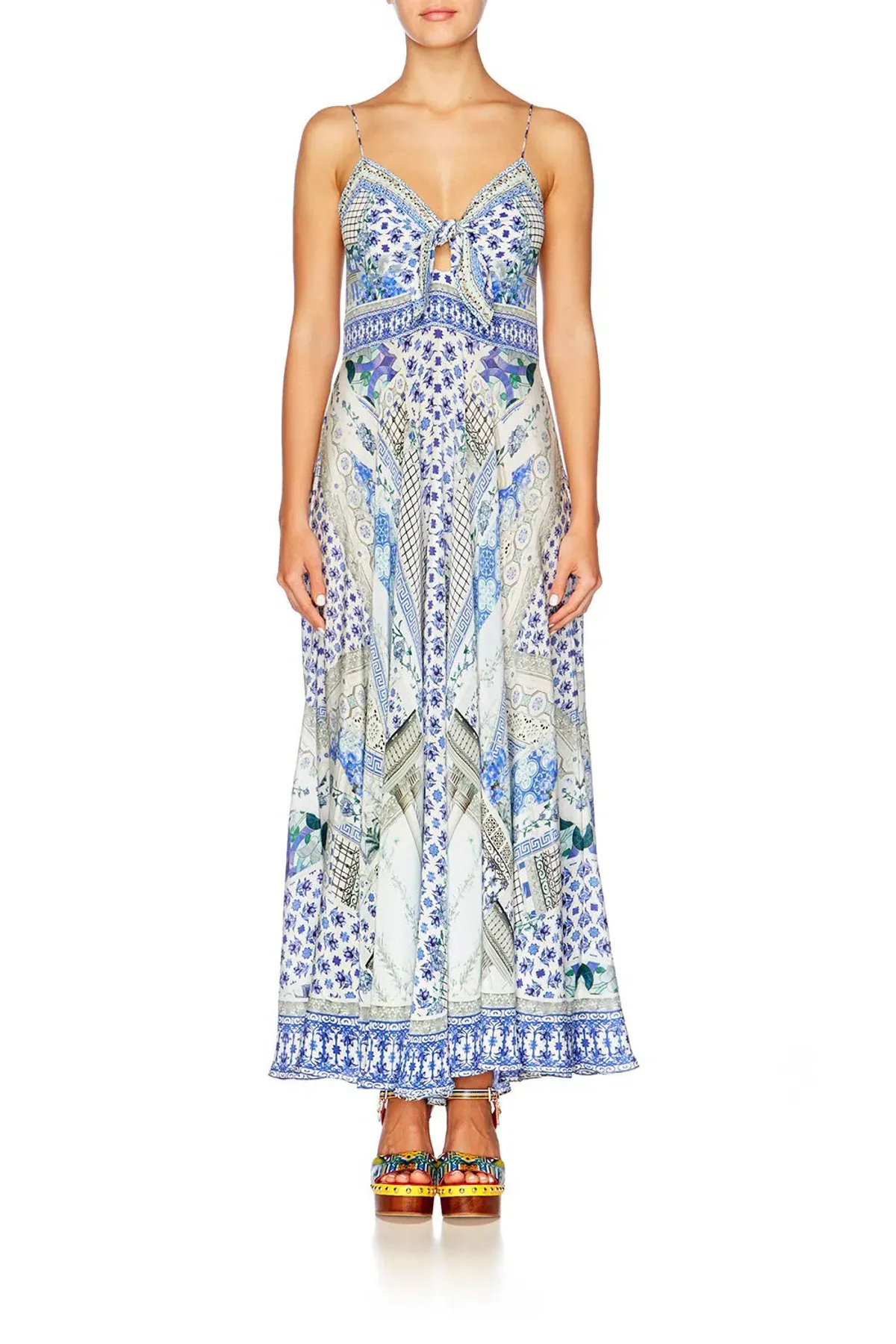 Camilla Salvador Summer Tie Front Long Dress Print Size M / AU 12 - Image 2