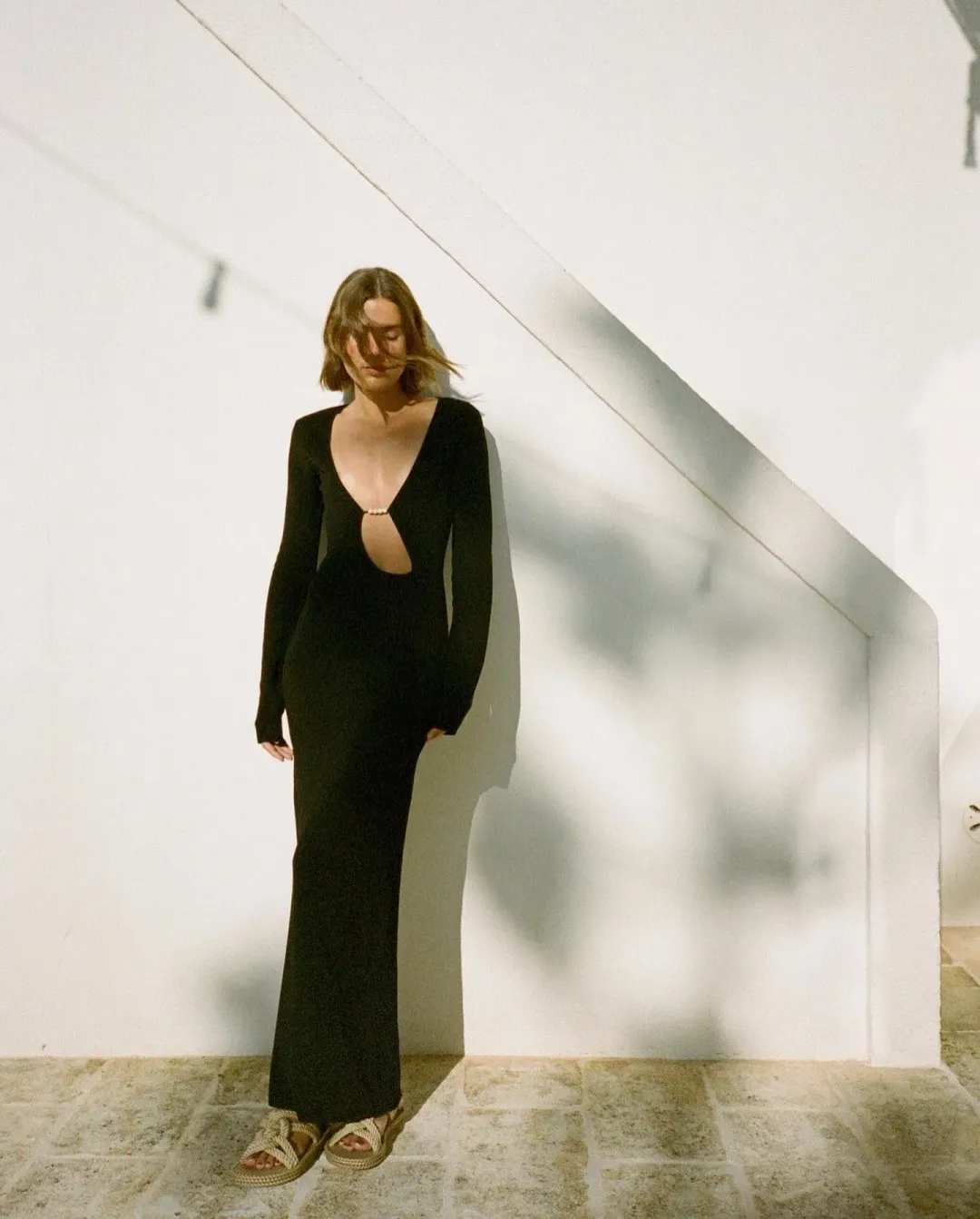 Sir the Label Kinetic Beaded Long Sleeve Maxi Dress Black Size 0 / AU 6 for rent on The Volte - main image