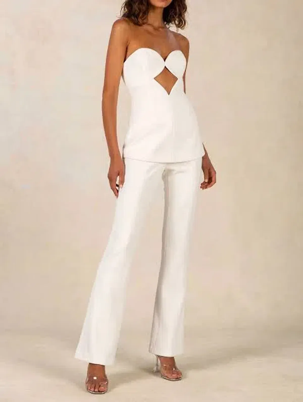 MISHA Britt Bonded Crepe Jumpsuit Ivory Size 8/S - Image 1