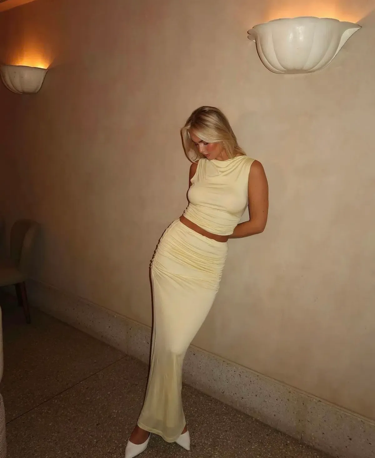 Venroy Draped Jersey Set Yellow Size AU L / 10-12 - Image 3